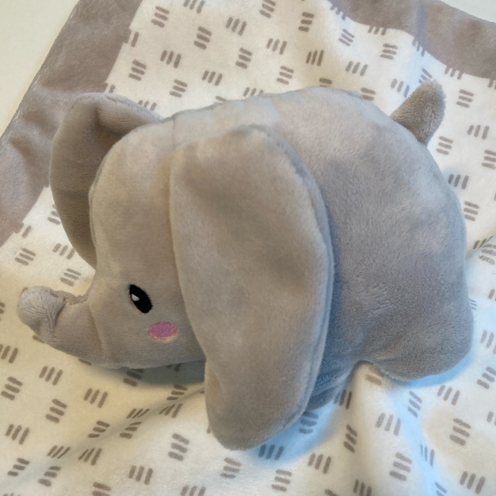 Pearhead Elephant Baby Lovey Plush Gray White Stripe 13" Security Blanket 2020 - Picture 3 of 12